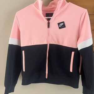 Jump Man Nike Jordan Pink and Black Girls' Zip Hoodie
